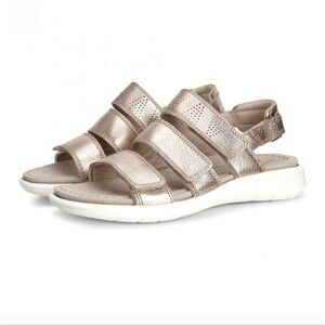 Ecco Rose Gold Metallic Comfort Sandals